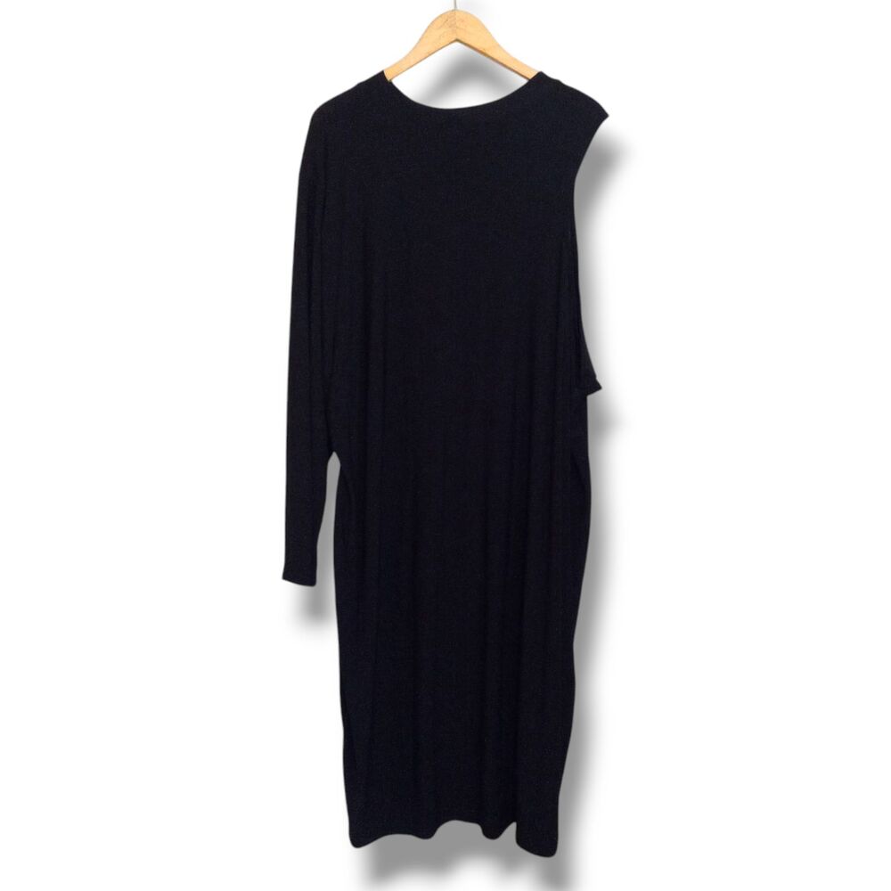 Ashley Stewart One Shoulder Midi Dress-Size 34/36-Black-Slinky-Classic-Party-NEW - Picture 5 of 9